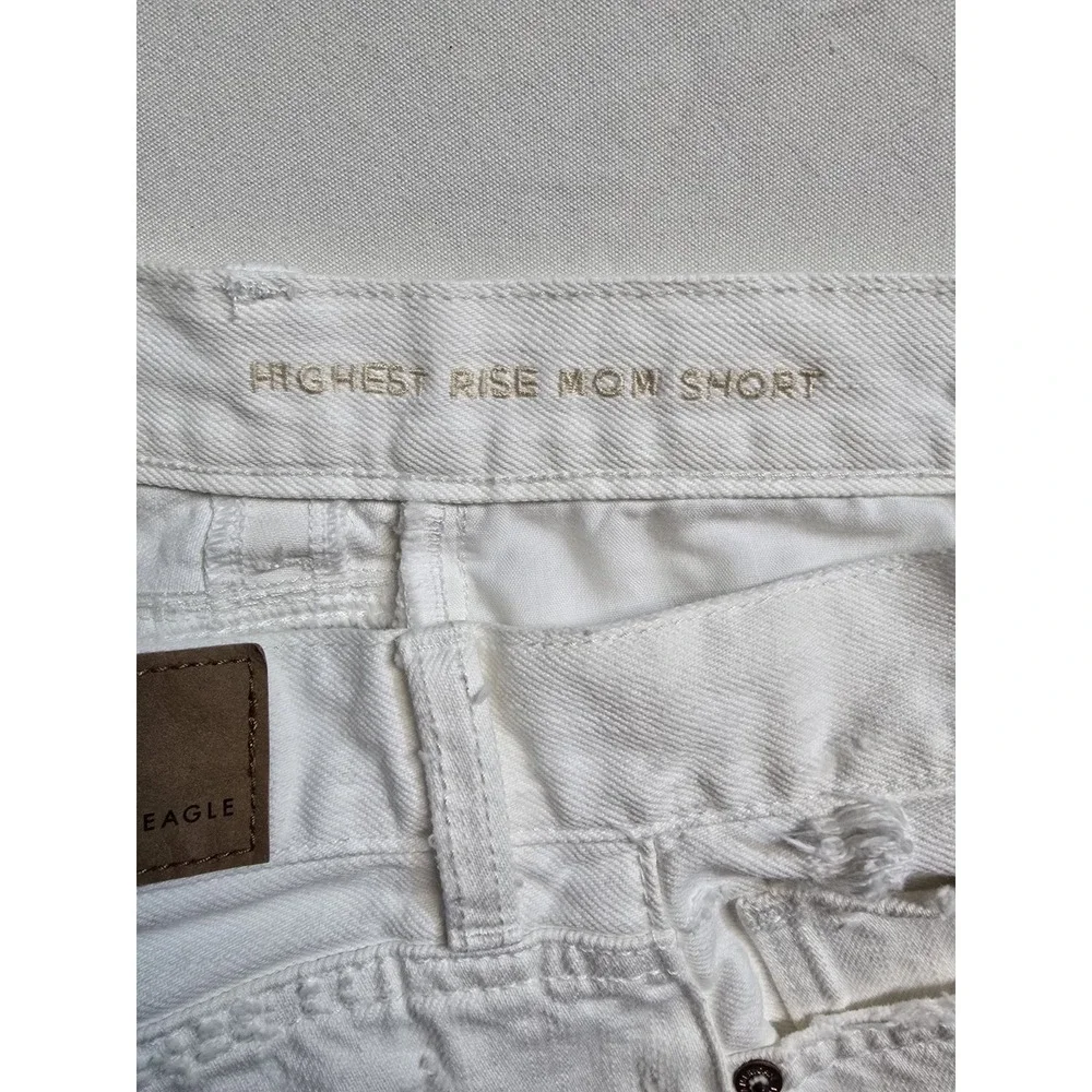 American‎ Eagle Women's Denim Shorts Highest Rise Mom Short  White 6